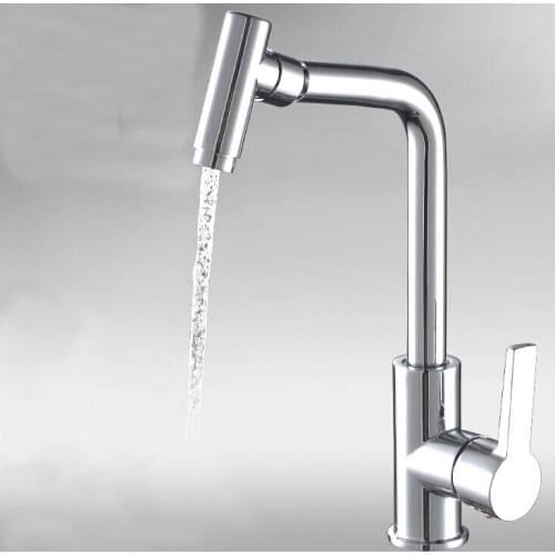 L15087 - Luxury Brass Kitchen Faucet Hot and Cold Water Mixer Deck Mounted Silver Color Sink Tap