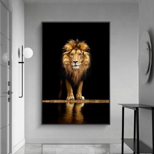 Lion in the Dark Canvas Art Posters And Prints Animals Wall Art Decorative Pictures African Lion Canvas Painting Home Wall Decor
