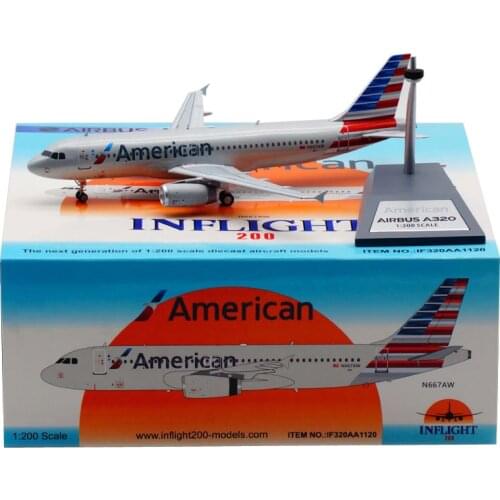 Diecast 1:200 A320 N667AW American Airplane Aircraft Plane Alloy Model with Base Landing Gear Collectible Gift about 18.8CM