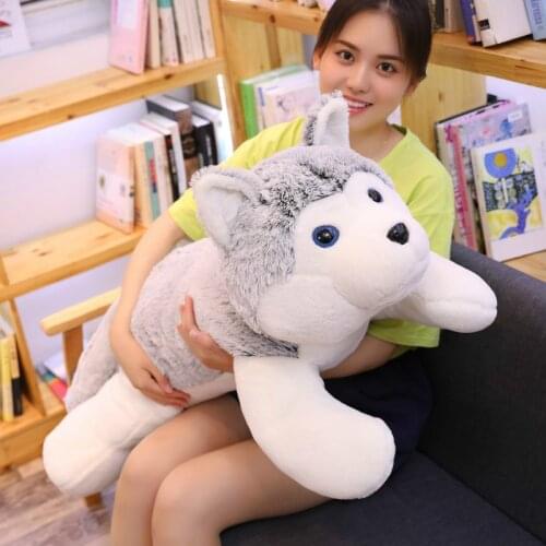 Lovely Simulation Siberian Husky Dog Plush Stuffed Animal Toys Dolls Plush Pillow Sofa Cushion Kid Girlfriend Christmas Gift
