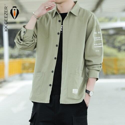 Men Shirt 2020 Long Sleeve Patchwork Loose Tooling Military Sweat Casual Street Cotton Tuxedo Formal Anti-wrinkle Dress Shirts