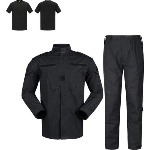 Mens Sets Black Army Police Uniform ACU Ribstop Military Uiforms With Baseball Cap