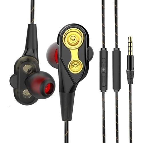 Olhveitra 3.5mm Noise Canceling Earphones Wired In Ear For iPhone Samsung Xiaomi Earbuds Dual Drive Stereo Handfree Headset Mic