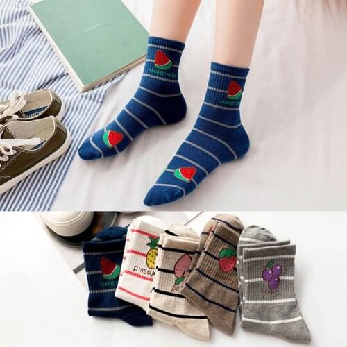 20 Pair/set Sock Lady Autumn and Winter New Cotton Breathable Women Socks Leisure Fruit Lady Middle Stock Wholesale Fruit Sock