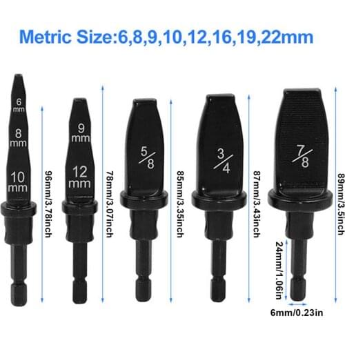 NEW Flaring Rotary Tool Copper Pipe Electric Reamer Air Conditioner Durable Hex Handle Tube Expander Set Swaging Drill Bits 5pcs