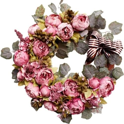 New Artificial Peony Flower Wreath Door Wreath Spring Wreath for Front Door, Wedding, Wall, Home Decor