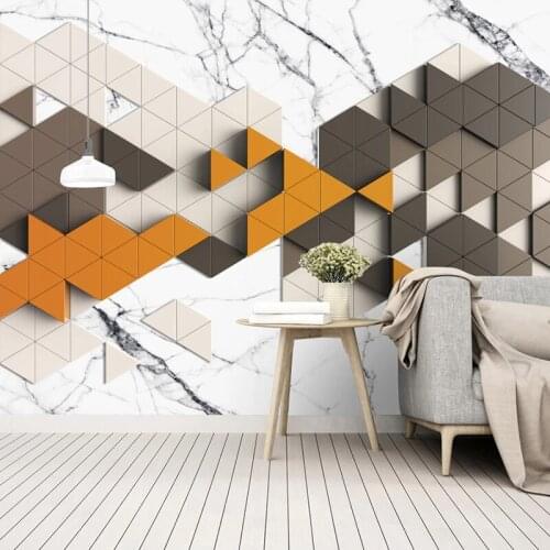 Custom 3D Photo Wallpaper Modern Interior Design 3D Mural Triangle Geometric Marble Creative Living Room TV Background Wall Art
