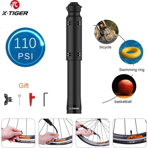 X-TIGER Mini Bike Pump 110Psi Hand Pump Bicycle Pump Ball Toy Tire Inflator Schrader Presta Valve MTB Portable Cycling Air Pump