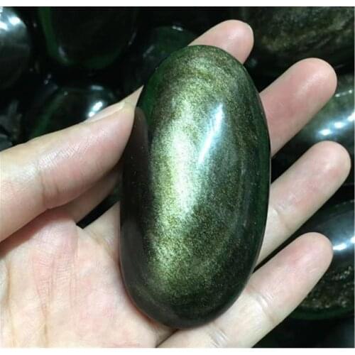 Natural crystal golden obsidian palm fengshui healing folk crafts reiki for gifts healing stones