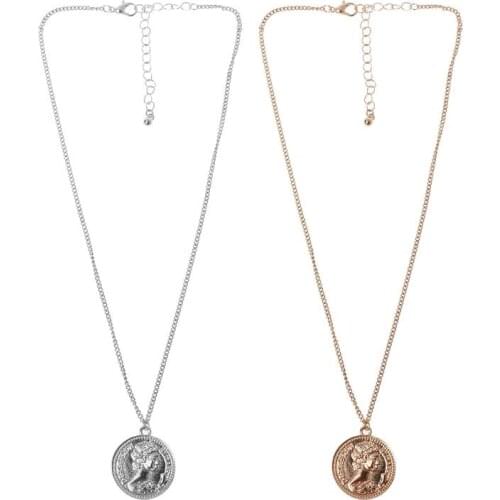 Simple Portrait Charm Canadian Round Coin Pendant Necklace for Women Jewelry 13MD