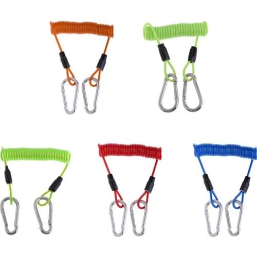 Underwater Diving Snappy Elastic Quick Release Spring Coil Lanyard with Two Clips