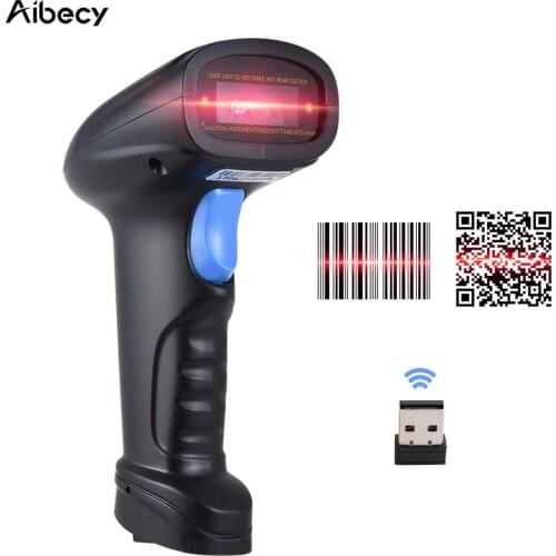 Aibecy Handheld 2.4G Wireless 1D/2D/QR Barcode Scanner Bar Code Reader with USB Receiver 2100 Code Storage Capacity for POS shop