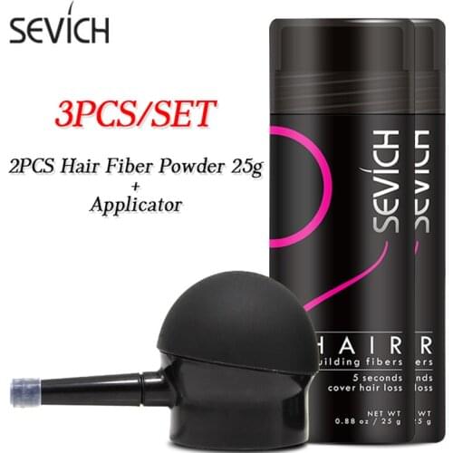 Sevich 3PCS/Set Keratin Hair Building Fibers Thicken Powder 2PCS 25g Hair Fiber Spray +nozzle applicator pump hair loss products