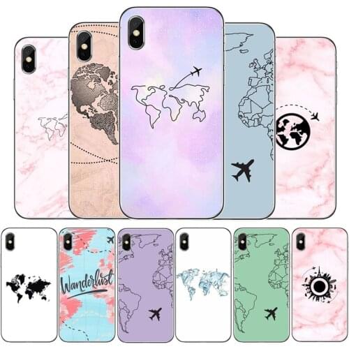 World Map Travel Plans Silicone phone case For iphone 12 11Pro Max 11 XR XS Max X 8 7 6 6S Plus 5 5S SE 2020 Back Cover Shell