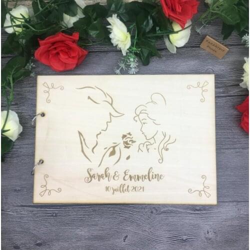 Personalized beauty and Beast Wedding Guestbook with name and date , Rustic wedding journal wedding album Sign guestbook