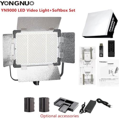 Yongnuo YN9000 3200-5600K Pro Camera Photo LED Video Light Photography Fill lamp with Softbox for Studio/makeup/TikTok/Vlog/ins