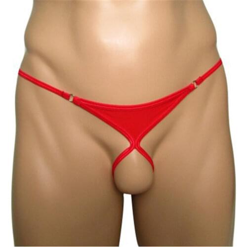 Mens panties sexy underwear men underpants gay micro Thongs tanga Solid color Hollow out Open file triangle String Fun No trace