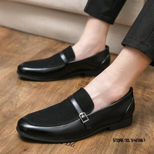 Pointed Nubuck Leather Patchwork Oxford Shoes For Men Formal Wedding Prom Dress Homecoming Party Pageant Sapato Social Masculino