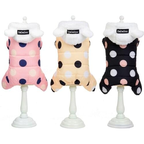 Waterproof Winter Dog Clothes Coat Big Dot Cotton Hoodie Thicken Winter Warm Clothes for Small Dogs Puppy Sweater Dogs Pets