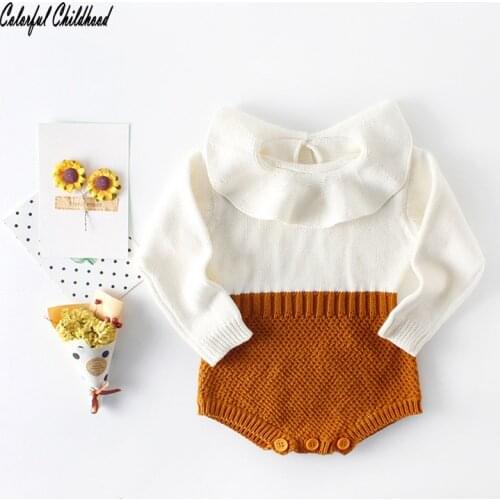 Ruffles collar knited romper baby boy/girls Christmas clothes cotton long sleeve jumpsuit Children pajamas 0-24m