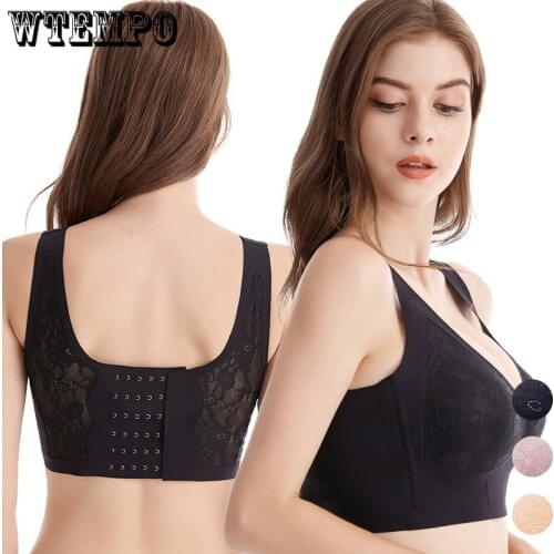 46 C D E Plus Size Underwear Women Push Up Bra Multi Button Adjustment Bras U Back Wide Straps Thin Seamless Gathered Bralette