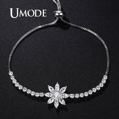 UMODE Snowflake Tennis Bracelets for Women Clear Cubic Zirconia Bracelet Girls Luxury Wedding Jewelry Fashion Party Gifts UB0211