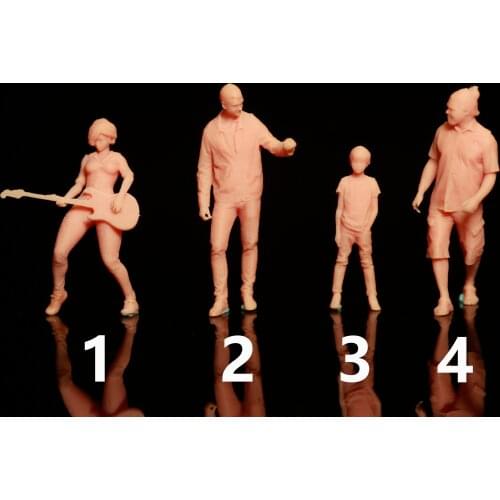 1:64 Model Miniature Figure People child and the girl play the guitar White Model Need To Be Colored By Yourself