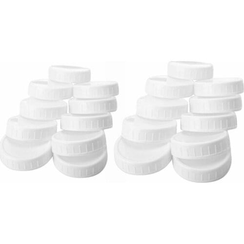 10Pcs Plastic Storage Caps Lids Ribbed for Standard Regular Mouth Mason Jar Bottle
