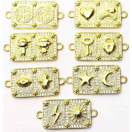 20 Pcs Rectangle pendant Double hoops accessories for necklace making Jewelry chain Fashion eyes jewelry pendant 7233