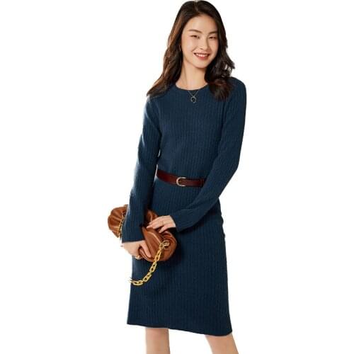 2021 woman winter 100% Cashmere sweaters autumn knitted Pullovers dresses High Quality Warm Female jumper O-neck clothing