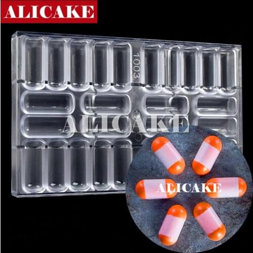 28 Cavity Polycarbonate Chocolate Mold Large Capsule Cake Tools Thick Mold For Chocolates Molds Form Tray Baking Pastry Tools