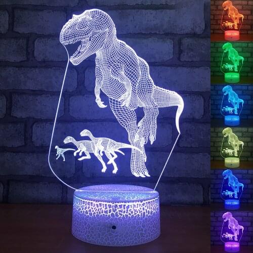Dinosaur 3d Lamp Illusion Night Lights Bedroom Decoration Bedside Lights Gift Toys for Kids Birthday Creative Animal Table Lamp