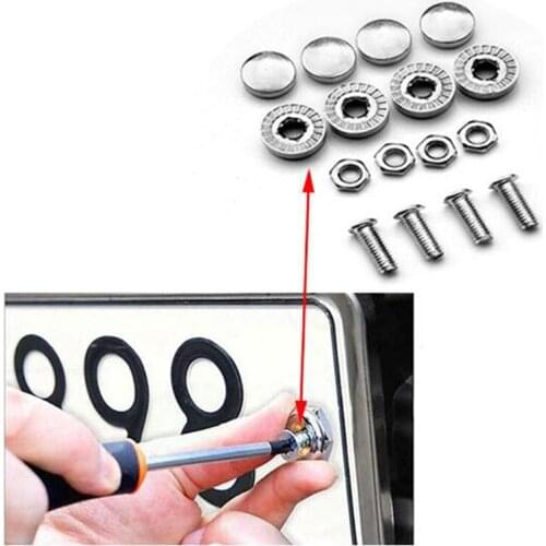 4Pcs/Set Chrome Anti-theft Screws Car License Alloy Plate Bolts Frame Screwscar