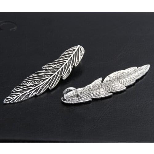 5pcs Alloy Feather Plume Silver Color Charms Pendants Bracelet Necklace Fashion Jewelry Making Accessories DIY Gift A2821