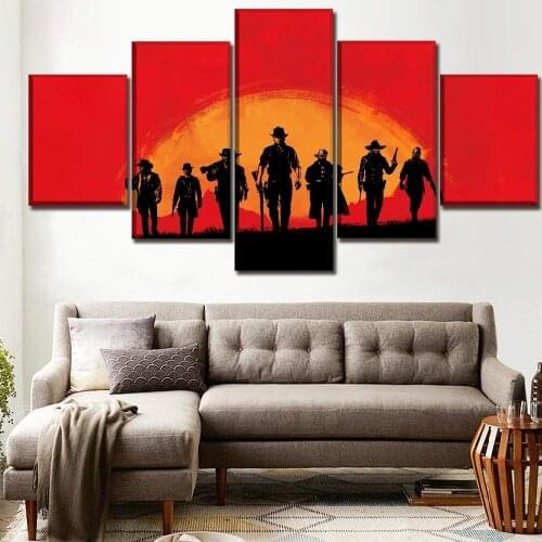5 Pieces Wall Art Canvas Painting Western Game Panel Canvas Posters Decorative pictures Living Room Decoration Wall Art Frame