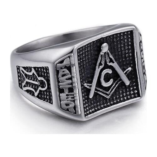 Free Shipping 316L Stainless Steel Masonic Ring for Men Master Masonic Signet Ring Free Mason Ring Jewelry
