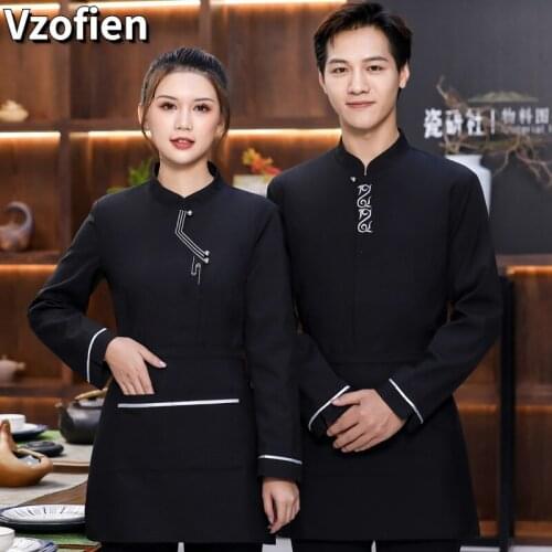 Tea House Hot Pot Workwear Long Sleeve Cook Clothing Waiter Uniform Catering Hotel Food Service Chef Jacket Cook Clothes Tops
