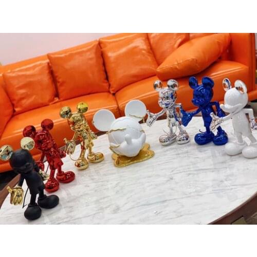 Disney Halloween couple of Skeleton Mickey mouse Witch Minnie exquisite resin Action Figure Toy home decoration toys