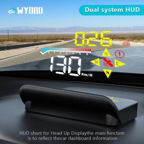 2020 HUD M17 obd head up display OBD2 GPS Dual System Windshield Speed Projector Security Alarm Water temp Overspeed RPM