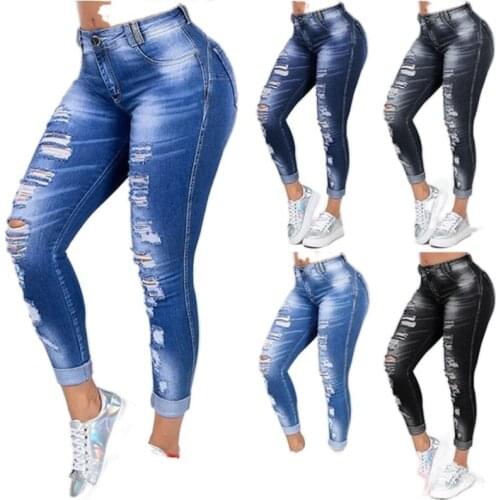 4XL 5XL 6XL New Leisure Commuter Jeans with Holes In Europe and America Vintage Street Hipsters with Torn Waist and Pencil Pants