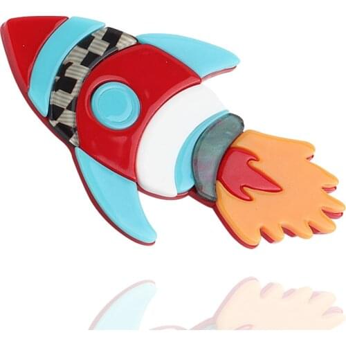 FishSheep 2021 New Big Spaceship Rocket Acrylic Brooches Pins Cute Resin Spaceman Brooch Pin Badge Fashion Sweater Jewelry Gifts