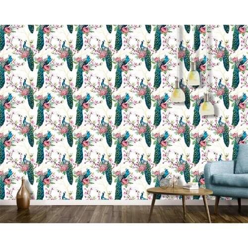 Beibehang Custom wallpaper murals HD Peacock Flower Hand-painted TV Background Wall Painting Wallpaper Wallcovering 3d wallpaper
