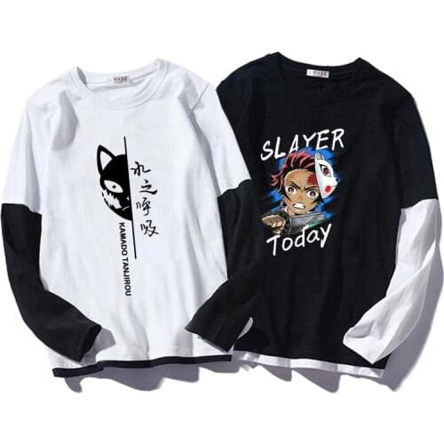 Anime Kimetsu No Yaiba Demon Slayer Kamado Tanjirou Nezuko Casual Women Man Unisex T-Shirt Tee Long Sleeve Cosplay Costume