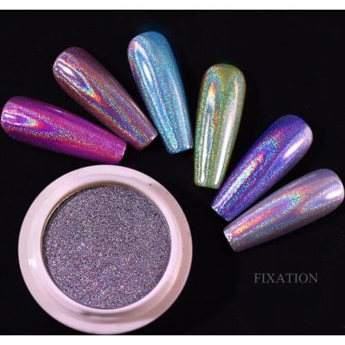 1 Box Holographic Nail Powder Fine Rainbow Nail Art Glitter Powder for Salon Home Nail Art DIY Deco Laser Flash Powder Titanium