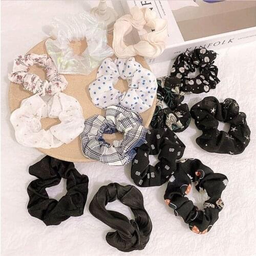 Korean Cute Rabbit Ear Striped Hair Accessories Plastic Buckle Hair Scrunchies Elastic Hair Bands Ties Rope Bands Ponytail Bands