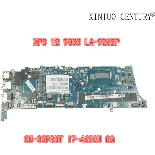 MAIN BOARD FOR Dell XPS 12 9Q33 Laptop Motherboard 3PRHT 03PRHT CN-03PRHT I7-4500U CPU 8GB RAM LA-9262P