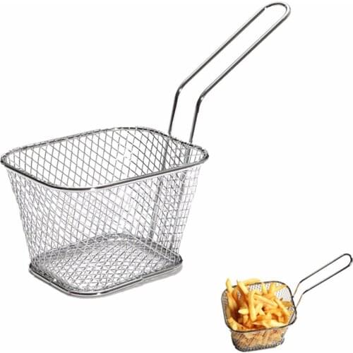 Mini French Deep Fryers Basket Net Mesh Fries Chip Kitchen Tool Stainless Steel Fryer Home Mini French Fries Baskets Strainer