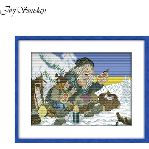 Joy Sunday Counted Cross Stitch Kits Embroidery Sets DMC 11CT 14CT Snow Birds Printed Water Soluble Canvas DIY Needlework Sets