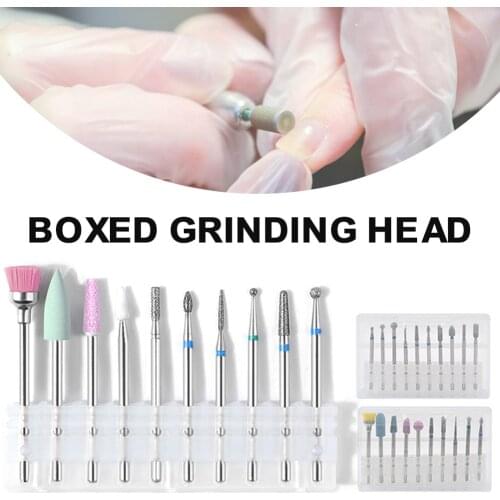 10PCS Nail Drill Bits Set Nail Drill Bits Cuticle Remover Bits with Storage Box for Manicure Home Nail Salon Nail Accessories