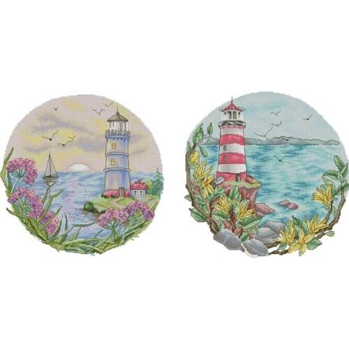Seaside lighthouse patterns counted 11CT 14CT 18CT Cross Stitch Sets DIY Chinese Cross-stitch Kits Embroidery Needlework